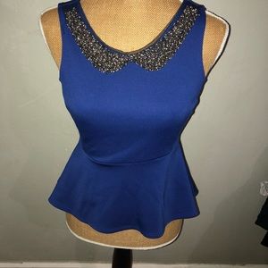 Blue peplum top